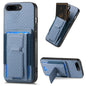 Carbon Fiber Fold Stand Elastic Card Bag Phone Case, For iPhone XR, For iPhone XS Max, For iPhone 7 Plus / 8 Plus, For iPhone 6 Plus / 6s Plus