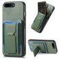 Carbon Fiber Fold Stand Elastic Card Bag Phone Case, For iPhone XR, For iPhone XS Max, For iPhone 7 Plus / 8 Plus, For iPhone 6 Plus / 6s Plus
