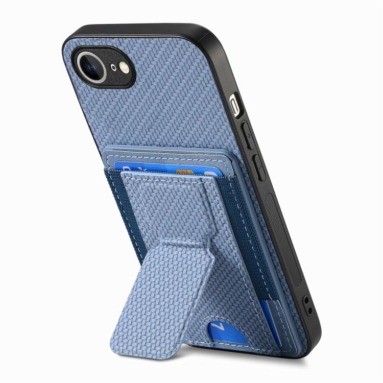 Carbon Fiber Fold Stand Elastic Card Bag Phone Case