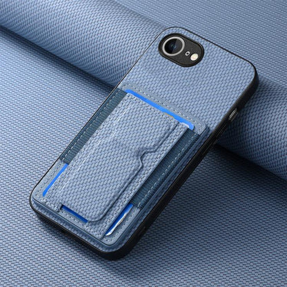 Carbon Fiber Fold Stand Elastic Card Bag Phone Case