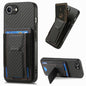 Carbon Fiber Fold Stand Elastic Card Bag Phone Case