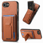 Carbon Fiber Fold Stand Elastic Card Bag Phone Case
