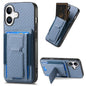 Carbon Fiber Fold Stand Elastic Card Bag Phone Case