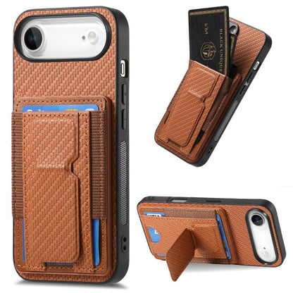 Carbon Fiber Fold Stand Elastic Card Bag Phone Case