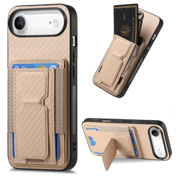 Carbon Fiber Fold Stand Elastic Card Bag Phone Case