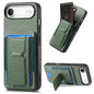 Carbon Fiber Fold Stand Elastic Card Bag Phone Case