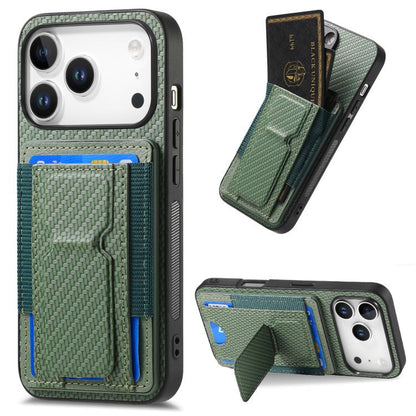 Carbon Fiber Fold Stand Elastic Card Bag Phone Case