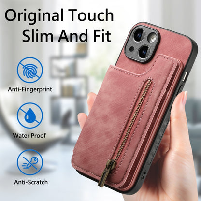 Retro Leather Zipper Wallet Back Phone Case