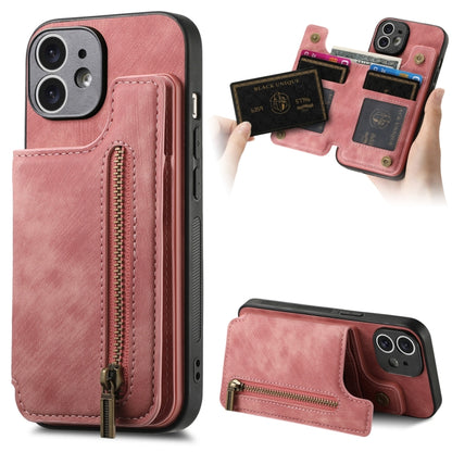 Retro Leather Zipper Wallet Back Phone Case