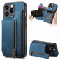Retro Leather Zipper Wallet Back Phone Case