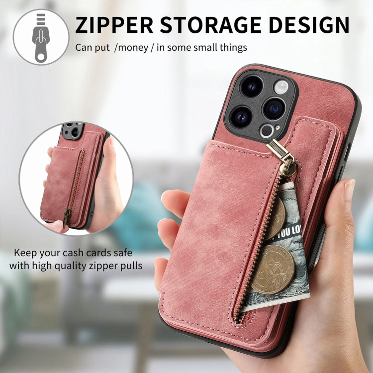 Retro Leather Zipper Wallet Back Phone Case