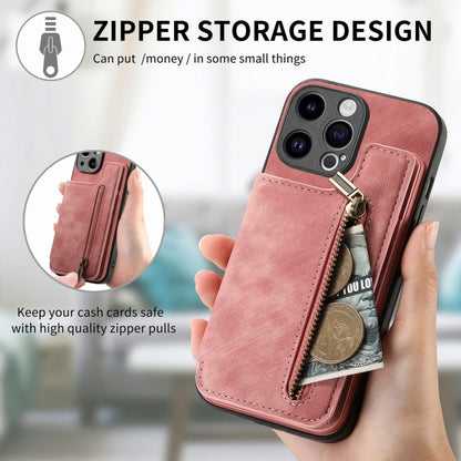 Retro Leather Zipper Wallet Back Phone Case
