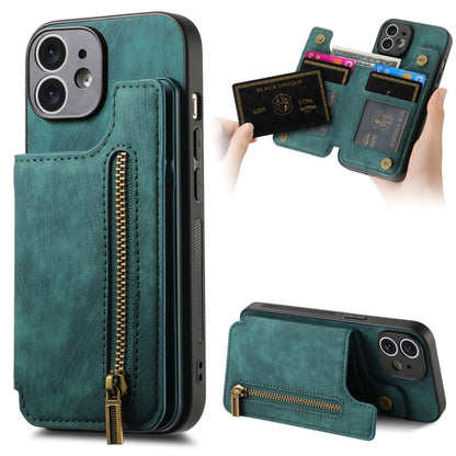 Retro Leather Zipper Wallet Back Phone Case