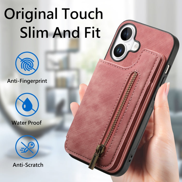 Retro Leather Zipper Wallet Back Phone Case
