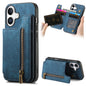 Retro Leather Zipper Wallet Back Phone Case
