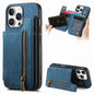 Retro Leather Zipper Wallet Back Phone Case, For iPhone Air, For iPhone 16 Pro Max, For iPhone 16 Pro, For iPhone 16 Plus