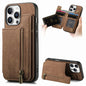 Retro Leather Zipper Wallet Back Phone Case, For iPhone 16e, For iPhone 16 Pro Max, For iPhone 16 Pro, For iPhone 16 Plus