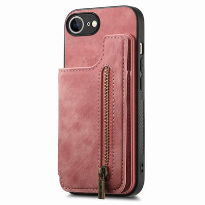 Retro Leather Zipper Wallet Back Phone Case, For iPhone 16e, For iPhone 16 Pro Max, For iPhone 16 Pro, For iPhone 16 Plus