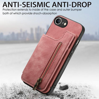 Retro Leather Zipper Wallet Back Phone Case, For iPhone 16e, For iPhone 16 Pro Max, For iPhone 16 Pro, For iPhone 16 Plus