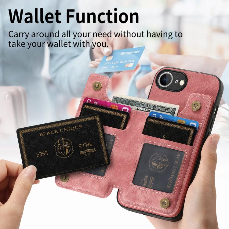 Retro Leather Zipper Wallet Back Phone Case, For iPhone 16e, For iPhone 16 Pro Max, For iPhone 16 Pro, For iPhone 16 Plus