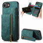 Retro Leather Zipper Wallet Back Phone Case, For iPhone 16e, For iPhone 16 Pro Max, For iPhone 16 Pro, For iPhone 16 Plus