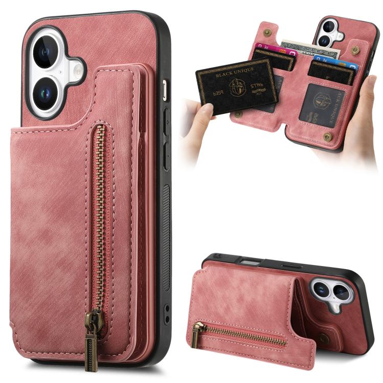 Retro Leather Zipper Wallet Back Phone Case