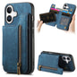 Retro Leather Zipper Wallet Back Phone Case