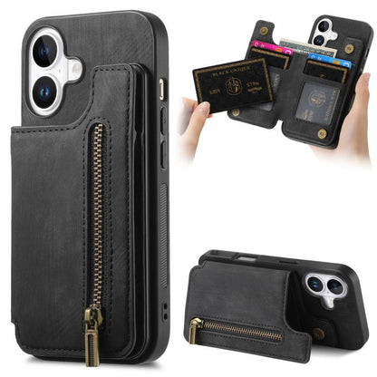 Retro Leather Zipper Wallet Back Phone Case