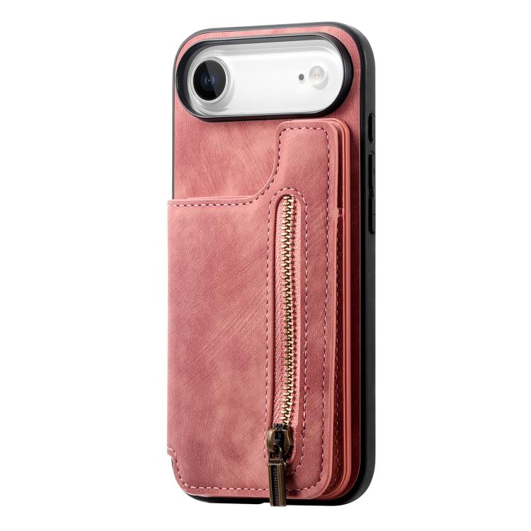 Retro Leather Zipper Wallet Back Phone Case, For iPhone Air, For iPhone 16 Pro Max, For iPhone 16 Pro, For iPhone 16 Plus