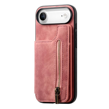 Retro Leather Zipper Wallet Back Phone Case, For iPhone Air, For iPhone 16 Pro Max, For iPhone 16 Pro, For iPhone 16 Plus