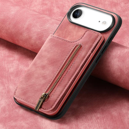 Retro Leather Zipper Wallet Back Phone Case, For iPhone Air, For iPhone 16 Pro Max, For iPhone 16 Pro, For iPhone 16 Plus