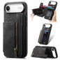 Retro Leather Zipper Wallet Back Phone Case, For iPhone Air, For iPhone 16 Pro Max, For iPhone 16 Pro, For iPhone 16 Plus