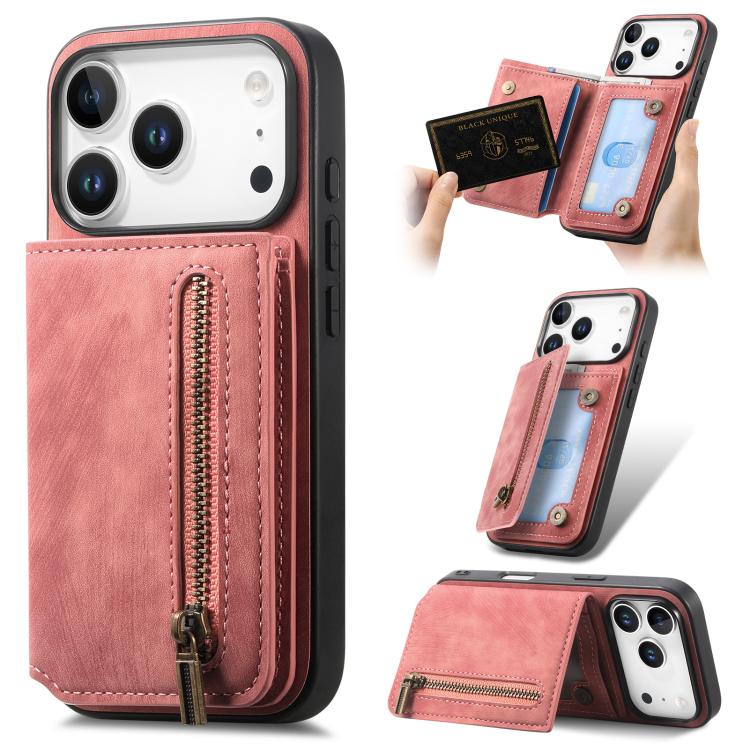 Retro Leather Zipper Wallet Back Phone Case