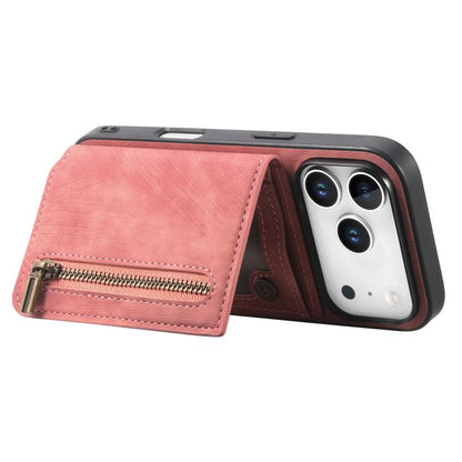 Retro Leather Zipper Wallet Back Phone Case