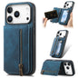 Retro Leather Zipper Wallet Back Phone Case