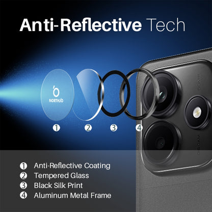 NORTHJO Camera LensCD Vein Metal Ring Tempered Glass Film