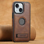 Suteni G2 Magsafe Oil Wax Leather Back Phone Case with Holder, For iPhone 16 Pro, For iPhone 16 Plus, For iPhone 16, For iPhone 15 Pro Max, For iPhone 15 Pro, For iPhone 15 Plus, For iPhone 15, For iPhone 14 Plus