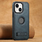 Suteni G2 Magsafe Oil Wax Leather Back Phone Case with Holder, For iPhone 16 Pro, For iPhone 16 Plus, For iPhone 16, For iPhone 15 Pro Max, For iPhone 15 Pro, For iPhone 15 Plus, For iPhone 15, For iPhone 14 Plus