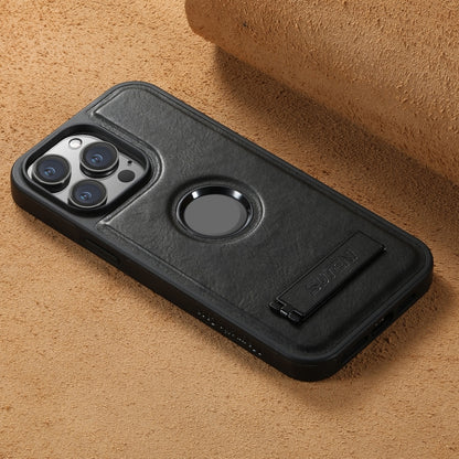 Suteni G2 Magsafe Oil Wax Leather Back Phone Case with Holder, For iPhone 14, For iPhone 14 Pro, For iPhone 14 Pro Max, For iPhone 13 Pro Max, For iPhone 13 Pro, For iPhone 13, For iPhone 12, For iPhone 12 Pro Max