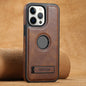 Suteni G2 Magsafe Oil Wax Leather Back Phone Case with Holder, For iPhone 12 Pro