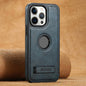 Suteni G2 Magsafe Oil Wax Leather Back Phone Case with Holder, For iPhone 12 Pro