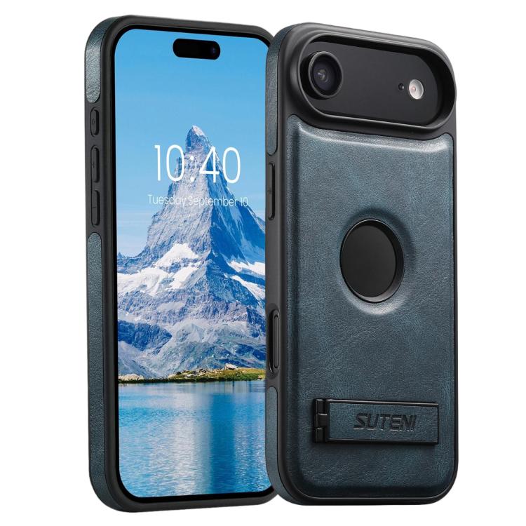 Suteni G2 Magsafe Oil Wax Leather Back Phone Case with Holder, For iPhone 18, For iPhone 18 Pro, For iPhone 18 Pro Max, For iPhone 17 Pro Max, For iPhone 17 Pro, For iPhone 17, For iPhone Air, For iPhone 16 Pro Max
