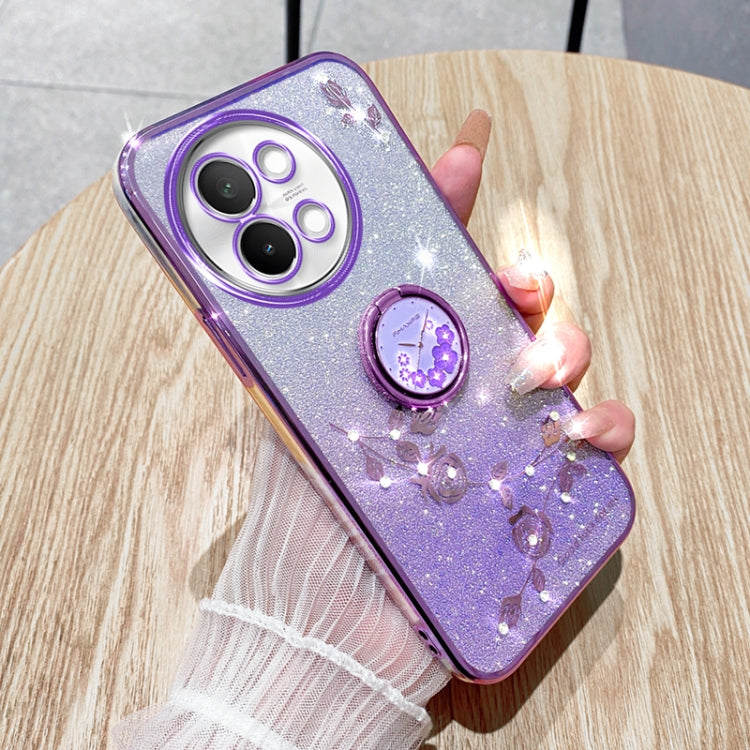 Gradient Glitter Immortal Flower Ring All-inclusive Phone Case, For vivo S18 Pro, For vivo S18E, For vivo S18, For vivo Y100i, For vivo Y78+
