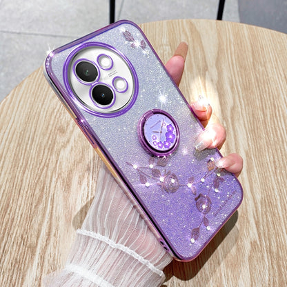 Gradient Glitter Immortal Flower Ring All-inclusive Phone Case, For vivo S18 Pro, For vivo S18E, For vivo S18, For vivo Y100i, For vivo Y78+