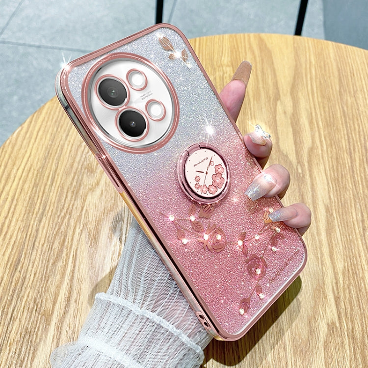 Gradient Glitter Immortal Flower Ring All-inclusive Phone Case, For vivo S18 Pro, For vivo S18E, For vivo S18, For vivo Y100i, For vivo Y78+