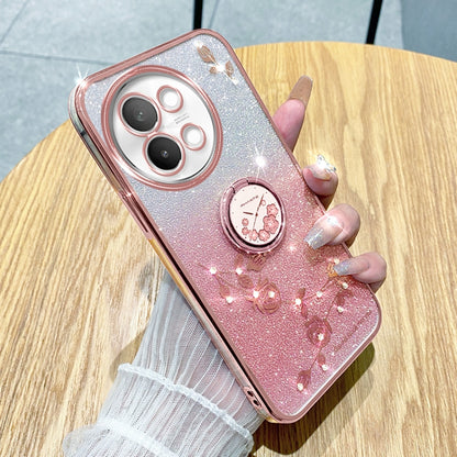 Gradient Glitter Immortal Flower Ring All-inclusive Phone Case, For vivo S18 Pro, For vivo S18E, For vivo S18, For vivo Y100i, For vivo Y78+