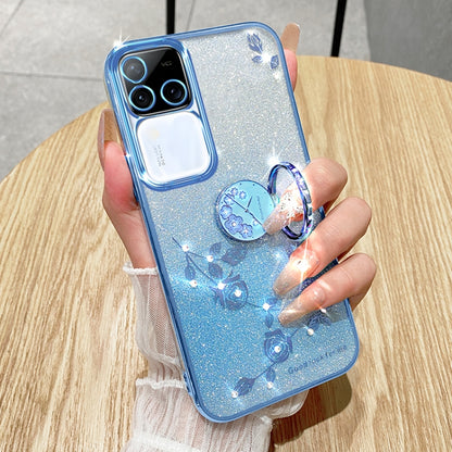 Gradient Glitter Immortal Flower Ring All-inclusive Phone Case, For vivo S18 Pro, For vivo S18E, For vivo S18, For vivo Y100i, For vivo Y78+