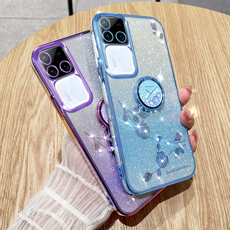 Gradient Glitter Immortal Flower Ring All-inclusive Phone Case, For vivo S18 Pro, For vivo S18E, For vivo S18, For vivo Y100i, For vivo Y78+