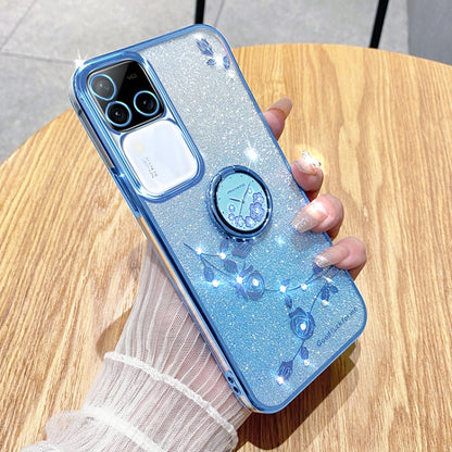 Gradient Glitter Immortal Flower Ring All-inclusive Phone Case, For vivo S18 Pro, For vivo S18E, For vivo S18, For vivo Y100i, For vivo Y78+