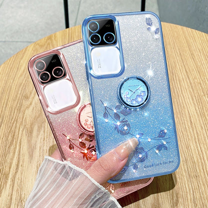 Gradient Glitter Immortal Flower Ring All-inclusive Phone Case, For vivo S18 Pro, For vivo S18E, For vivo S18, For vivo Y100i, For vivo Y78+